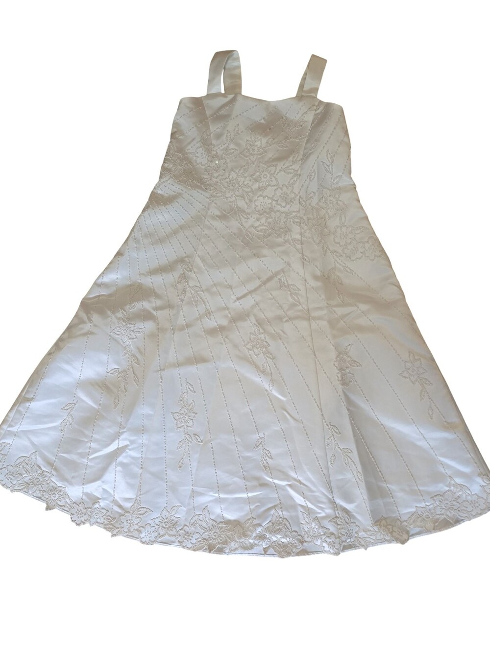 Girls' White A-Line Dress with Straps